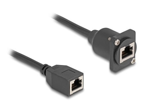 Delock D Type RJ45 Cable Connector Female a Female CAT.5E Black 20CM — image 1