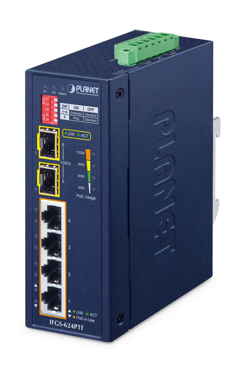 Planet Industrial 4-PORT 100TX + 2-PORT 100TX Sfp IFGS-624PTF