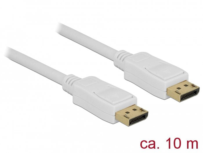 Delock Cable DisplayPort 1.2 Male White 4K 60 HZ 10M