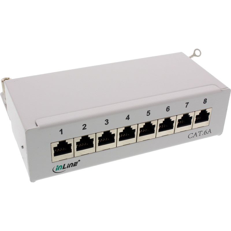 Inline Patch Panel CAT.6A Assembly Desk/Wall 8 Ports Grey Claro RAL7035
