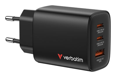 Verbatim Wall Charger GaN Essentials 2x USB Type-c 1x USB 65W — image 1