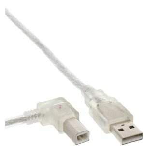 Inline USB 2.0 Cable Acodado Type a Male a B Male Transparent 5M