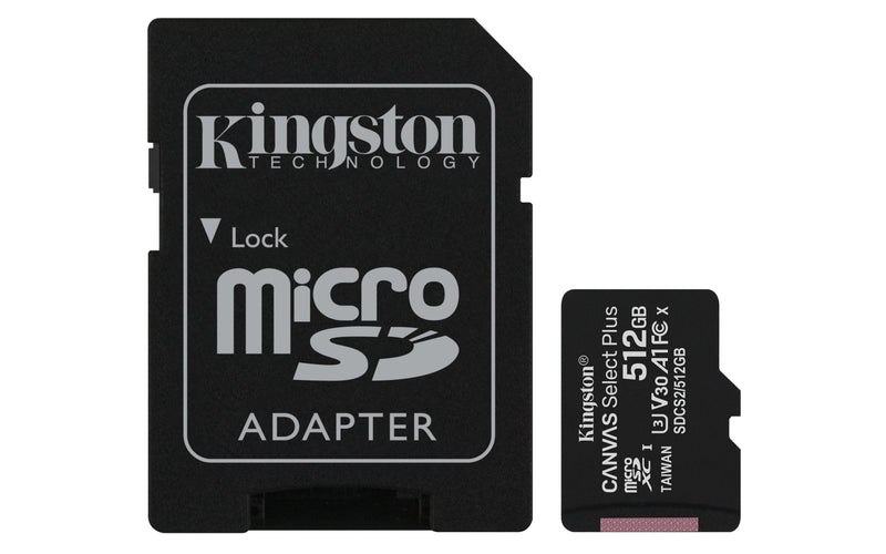 Kingston microSD 512GB Canvas Select Plus Clase 10 With Adap