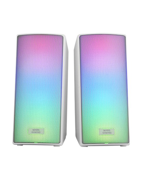 Mars Gaming Speakers Bluetooth MSRGB2 White Iluminación RGB Full Mesh/ 15W/ Dsp/ Control Volumen/ Connection J