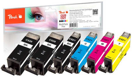 Peach Ink Spar Pack Compatible With Canon PGI-520, CLI-521 2934B007 PI100-247
