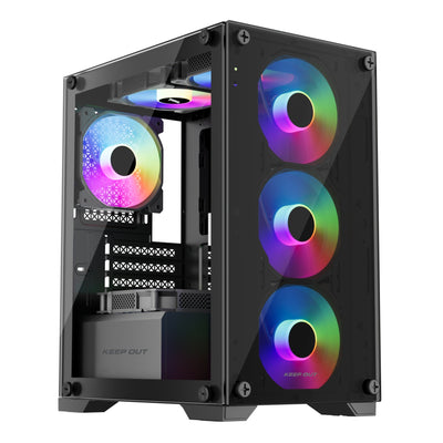 Box microATX XC-201 Glass ARGB Keepout Bahías Int.: 1X3,5, 1X2,5/ 1XUSB2.0, 1XUSB3.0/ Audio In/Out — image 1