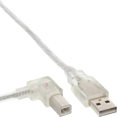 Inline USB 2.0 Cable Ángulo Izquierdo Type a Male a B Male Transparent 0,3M — image 1