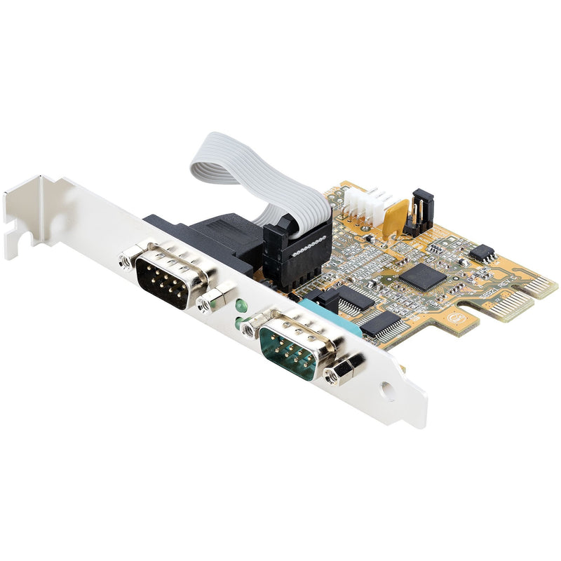 PCIE Dual Serial Port Card - Ctlr 16C1050 Uart 5V/12V Status Light