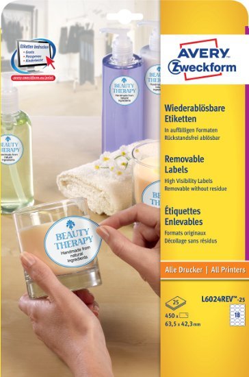 Avery Zweckform Labels L6024REV-25 White 63,5 X 42,3MM — image 1