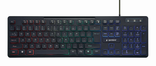 Gembird Keyboard English Multimedia KB-UML-02 Usb, Iluminación Rgb, Design Ee. Uu., Black — image 1