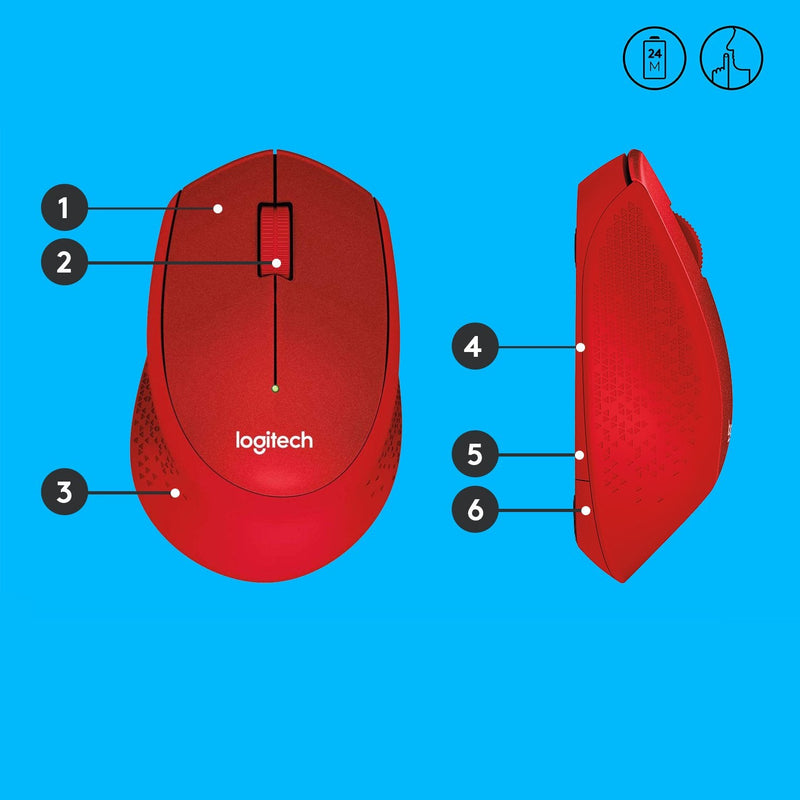Logitech Wireless Mouse M330 Silent Plus Red 910-004911
