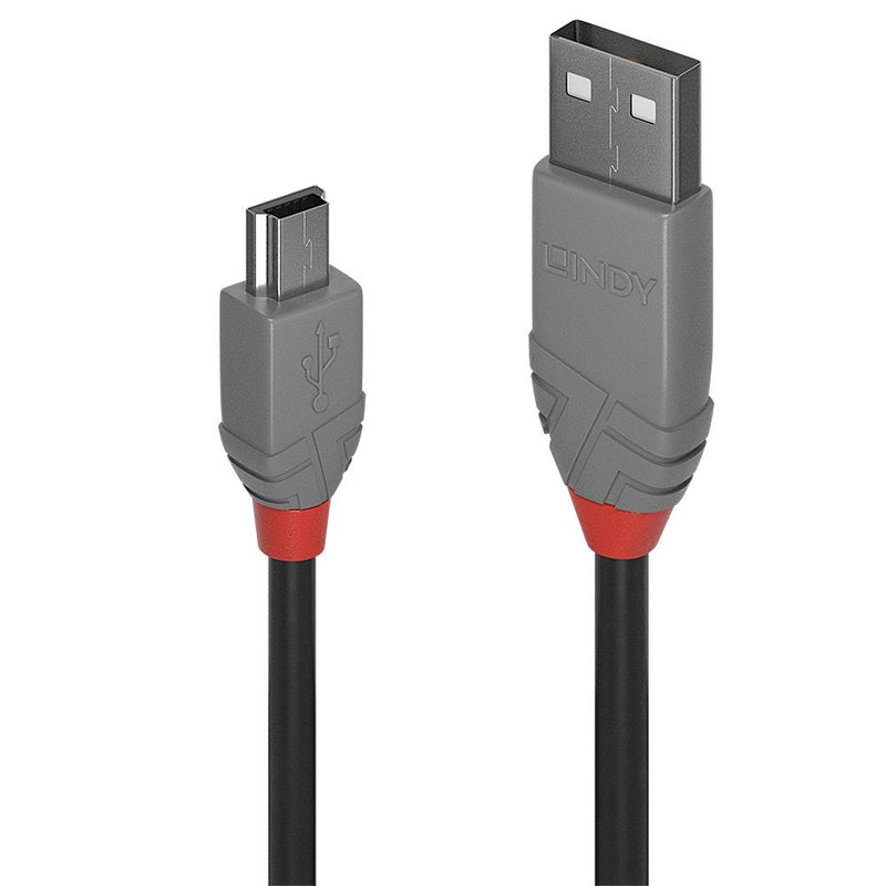 Lindy 36722 USB Cable 1M USB 2.0 USB a Mini-usb B Black Grey
