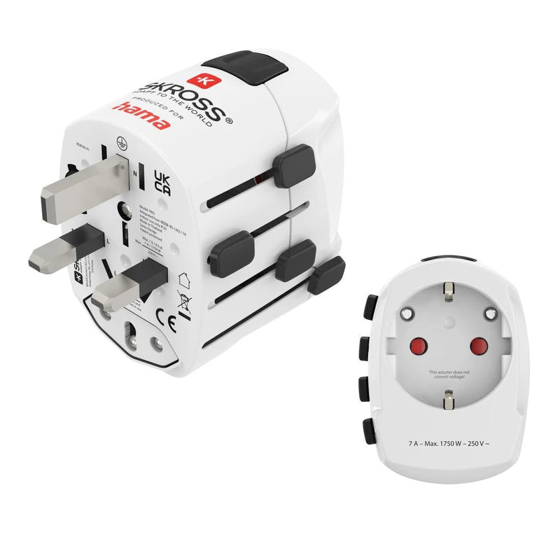 Hama World Travel Pro Adapter Universal Travel - Mas 150 Paises - 250V, 7A - White
