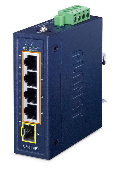 Planet Industrial 4-PORT PoE + 1-PORT Sfp IGS-514PT — image 1