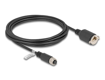 Delock M12 Cable A-kodiert 8 Pin Female a RJ45 Female CAT.5E FTP 3M Black — image 1