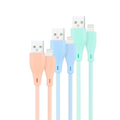 Nanocable Pack 3 Cables USB-A Male a Lightning Male - Length 1M - Colours Pastel Pink Green And Blue — image 1