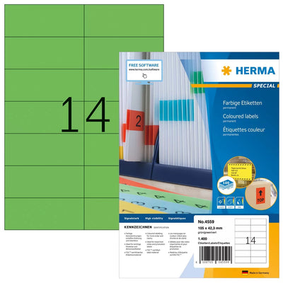 Herma Labels A4 Green 105X42,3MM Paper Matte 1400 Units — image 1