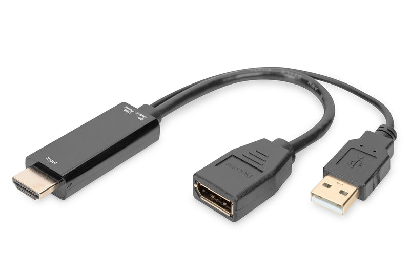 Digitus Adapter 4K HDMI - HDMI a DisplayPort 0.2M Black
