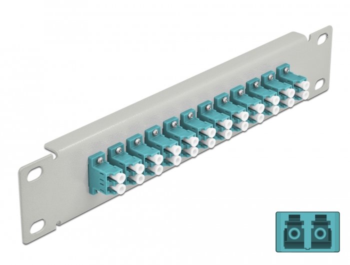 Delock 10 Panel Connection Fo 12 Ports Lc Duplex Aqua 1 U Grey