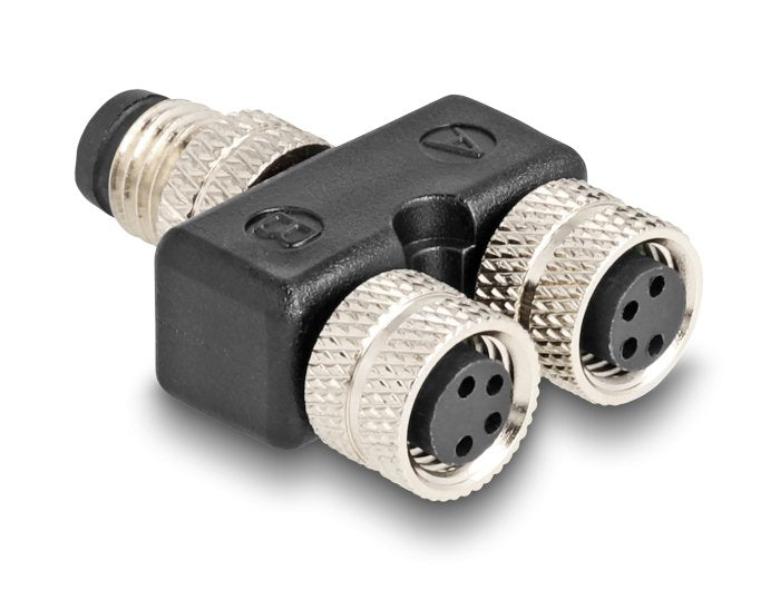 Delock M8 And -splitter A-kodiert 4 Pin 1 X Connector Male a 2 X Connector Female Connection Paralelo