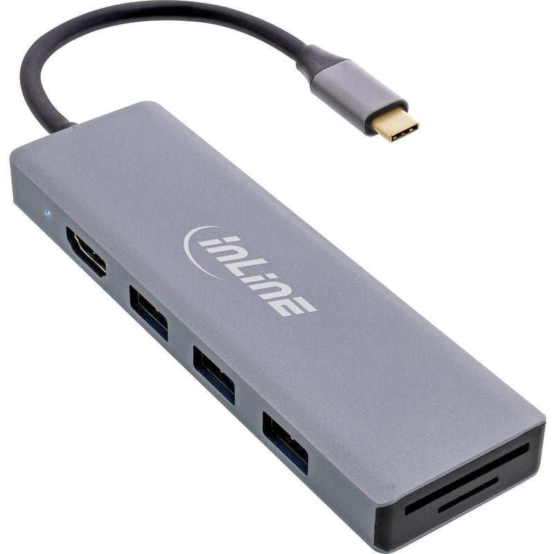 Inline USB 3.2 Tipo-c Multi Concentrador (3x USB-A 5GB/S + USB Tipo-c (pd 100W), Tarjeta Reader, HDMI 4K@30HZ ), Otg, Hous