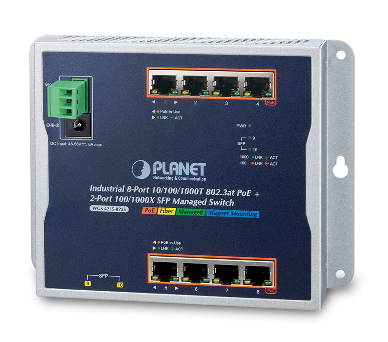 Planet WGS-4215-8P2S Switch Gestionado Gigabit Ethernet [10/100/1000] Energía Sobre Ethernet [PoE] Black