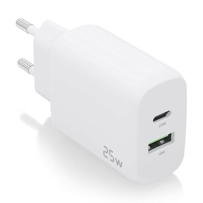 Aisens Charger 25W - 1x USB-C PD 3.0 - 1x USB-A QC3.0 - White — image 1