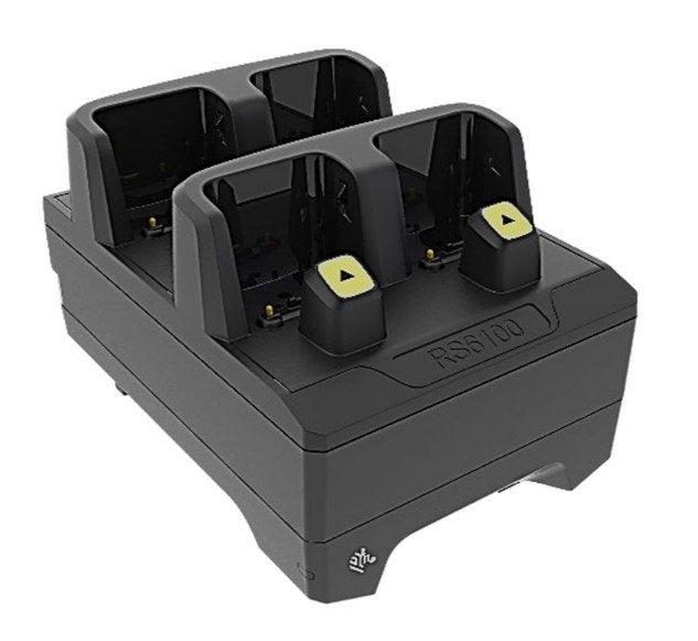 RS6100 4-SLOT Ring Scanner Charger Allows Charging 4 RS6100 Ring Scanners. REQ.PWR-BGA12V108W0WW CBL-DC-382A1-