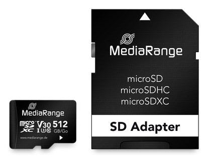 Mediarange SD microSD Tarjeta 512GB UHS-1 CL.10 Incl. Adaptador