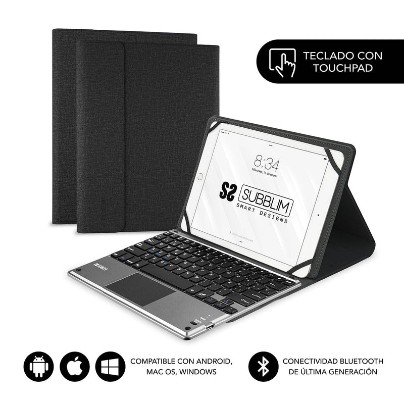 Subblim Case With Keyboard Keytab Pro Bluetooth Touchpad Tablets 10.1'-10.8' Black