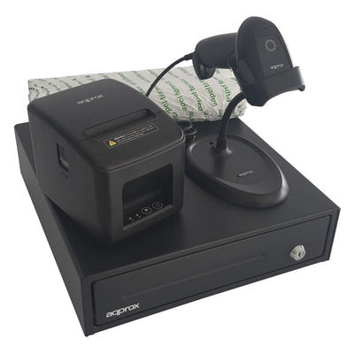 Approx Kit Tpv Cash Drawer APPCASH33 Black + Reader/Scanner APPLS11AS + Printer Thermal APPPOS80AM-USB + Pack  — image 1