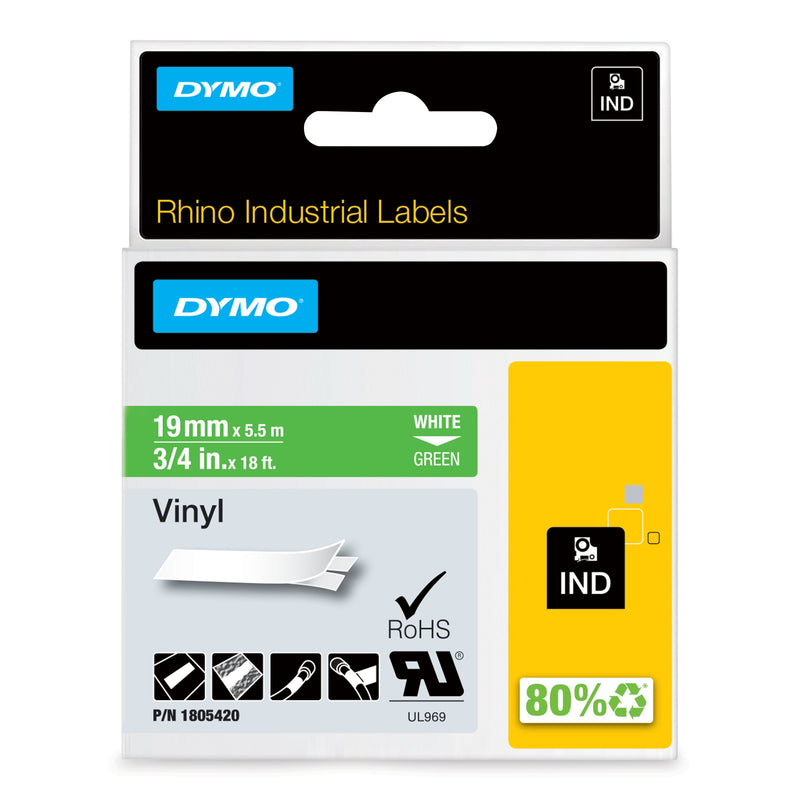 Dymo 1805420 Tape Printer Labels White Sobre Green