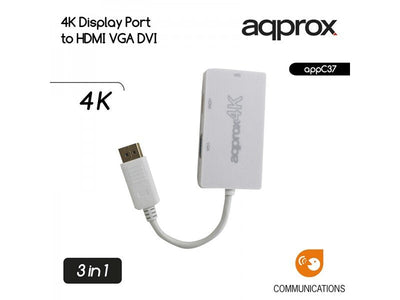 Approx Adapter DisplayPort a VGA / DVI / HDMI 4K White — image 1