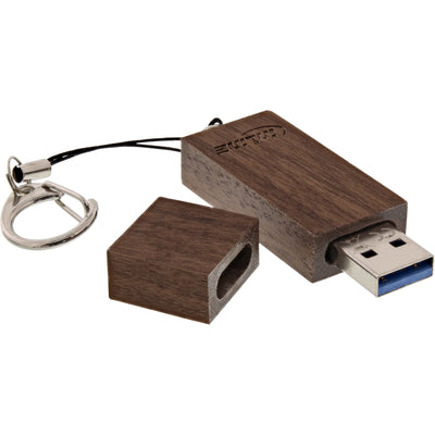 Inline Unit Flash USB 3.0 128GB, Wood Nogal, With Keyring — image 1