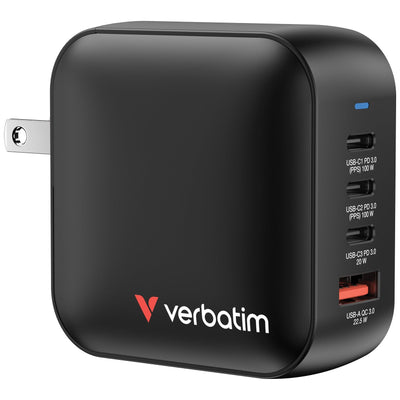 Verbatim Charger Mini GaN Wall Charger 3x USB Type-c 1x USB 100W — image 1