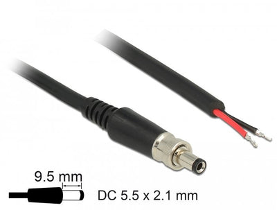 Delock 89907 Cable Power DC 5,5 X 2,1 X 9,5MM Atornillable Abrir Extremos Cable 95CM — image 1