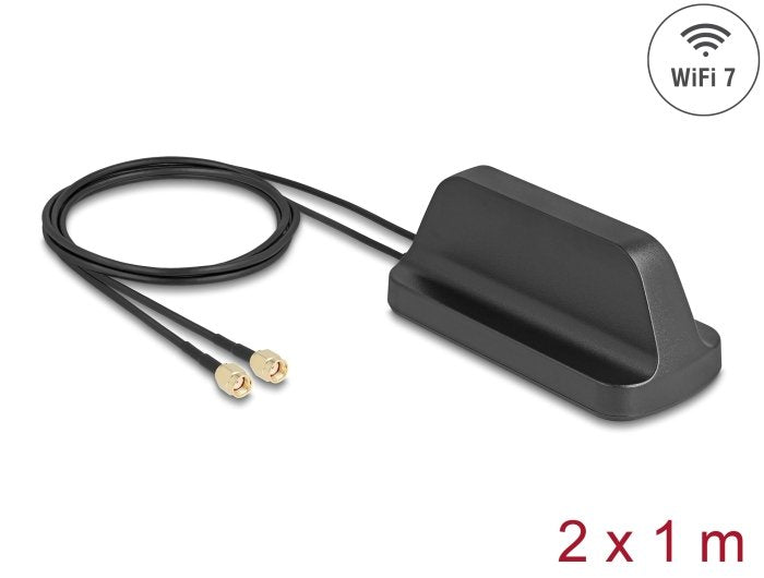 Delock Wi-Fi 7 Antenna 2 X Rp-sma Connector Male 2,4 - 4,0 dBi Omnidirektional With Magnética Base And Cable C