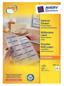 Avery Zweckform Labels 3657-200 White 48,5 X 25,4MM — image 1