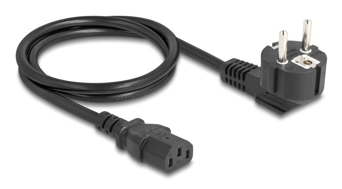 Delock Cable Power PC Plug Schuko Cee 7 90° Angulado a C13 Connector Female 1M, 3 X 1,00MM² Black