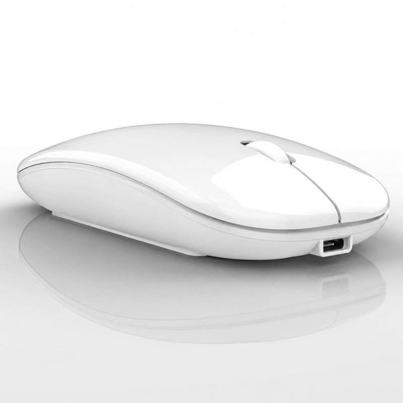 Mouse Wireless Rechargeable 2 1 Bluetooth + USB 2.4G 1600 DPI Ergonómico White