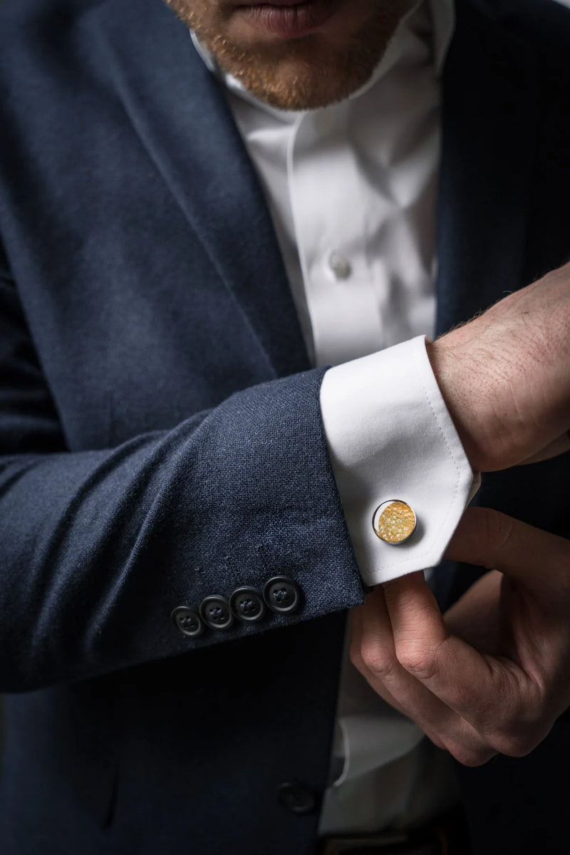 Round Cufflinks – Yellow Trout Leather