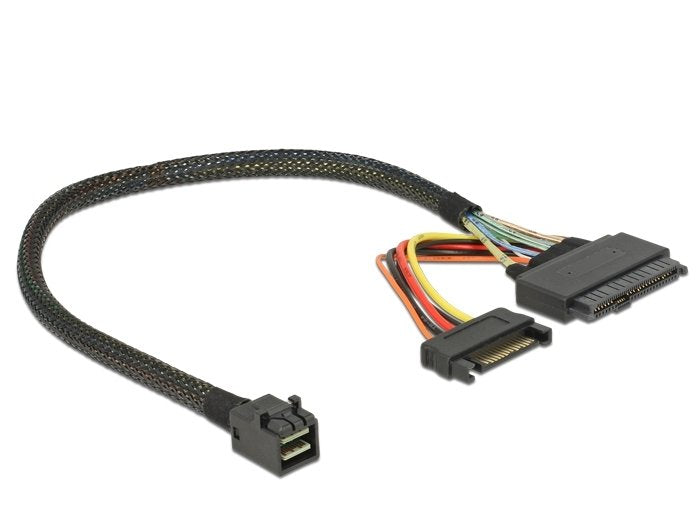 Delock Cable SFF-8643 Connector Male U.2 SFF-8639 Connector Female + SATA Connection Eléctrica 30CM