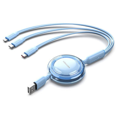 Vention USB Cable Type-c 2.0 5A Trjsbe USB Type-c Male 3x USB Type-c Male Up To 100W 480Mbps 1.1M Blue — image 1