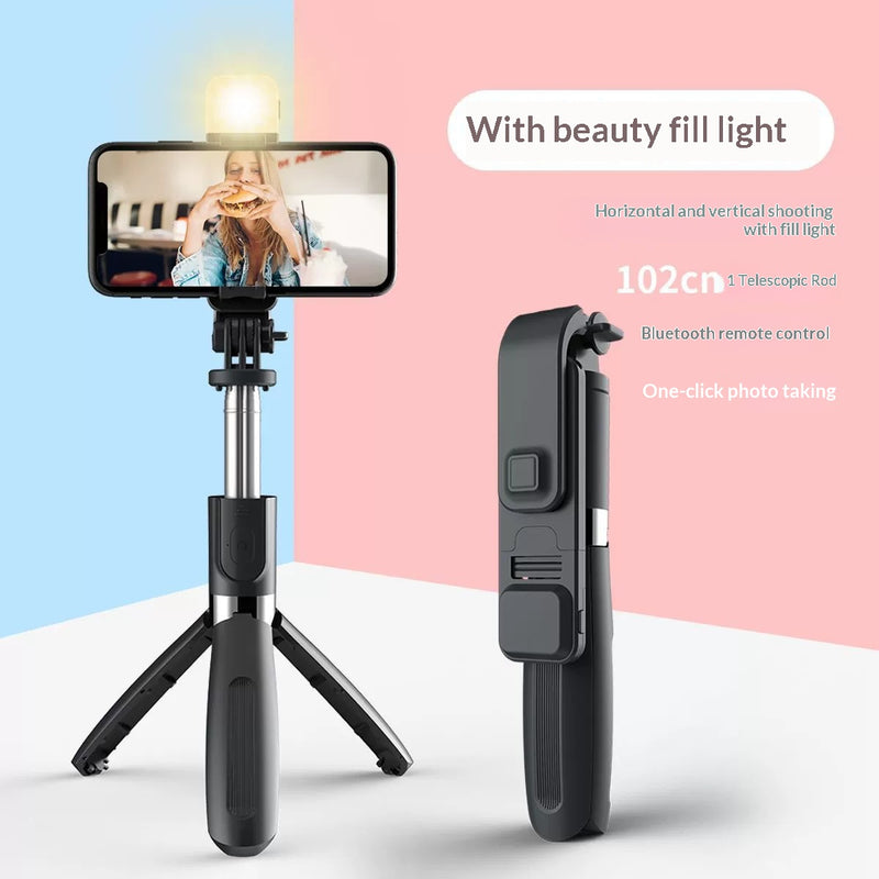 Bluetooth Remote-Controlled Live-Streaming All-in-One Tripod With Fill Light And Selfie Stick For Phones