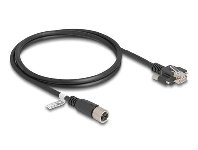 Delock M12 Cable X-kodiert 8 Pin Female a RJ45 Male CAT.6A S/FTP 1M Black — image 1