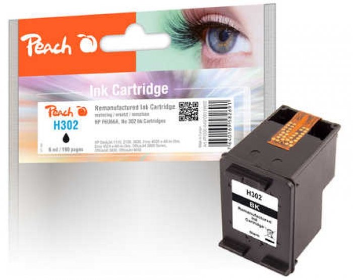Peach Ink Black PI300-649 Compatible With HP 302, F6U66A PI300-649