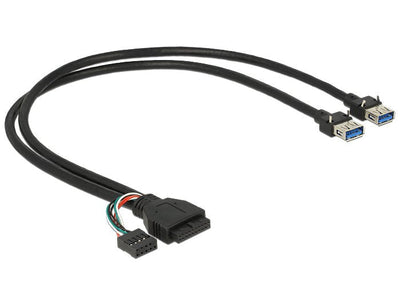 Delock 83829 USB Cable 3.0 Pin Header Female + USB 2.0 Pin Header Female 2 X USB 3.0A Female 45CM — image 1