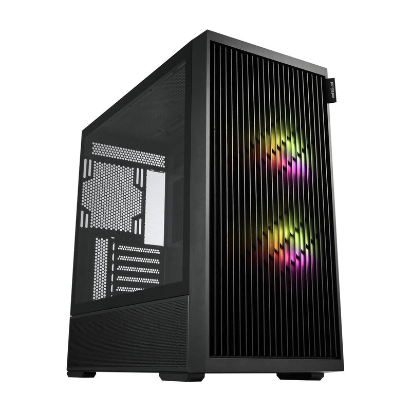 Box ATX Fsp M330 Glass Tempered Front Mesh 4 Fans Disipador Max. 185MM GPU Max. 400MM Neg