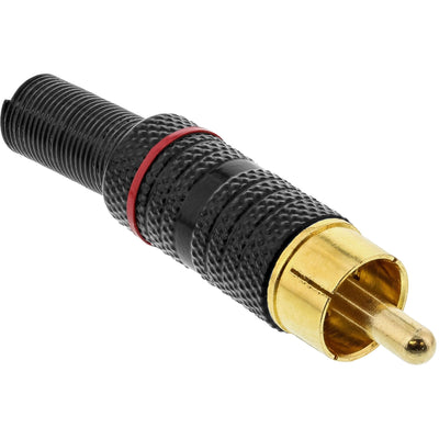 Inline Connector Male Metal Rca Soldar, Black Ring Red Cable 6MM — image 1