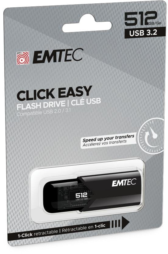 Emtec Pen Unidad 512GB B110 USB 3.2 Click Easy Negro